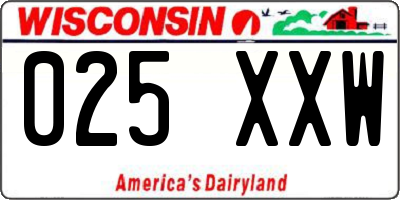WI license plate 025XXW