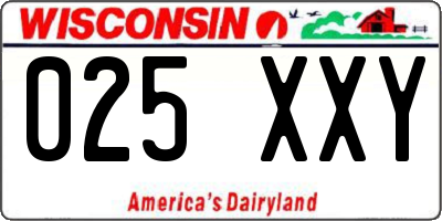 WI license plate 025XXY