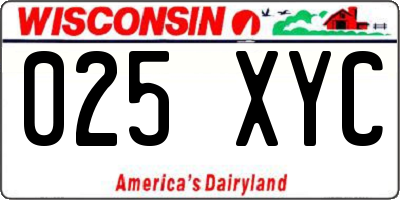 WI license plate 025XYC
