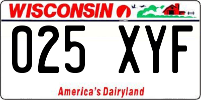WI license plate 025XYF
