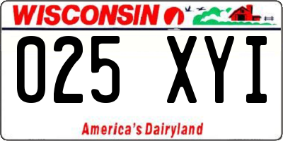 WI license plate 025XYI