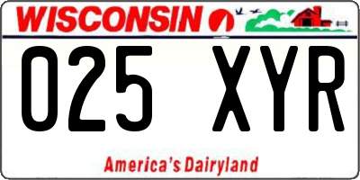 WI license plate 025XYR