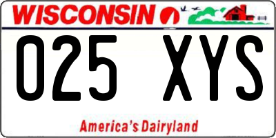 WI license plate 025XYS