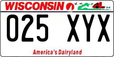 WI license plate 025XYX