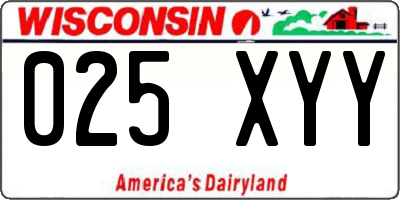 WI license plate 025XYY