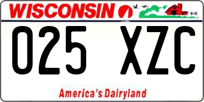 WI license plate 025XZC