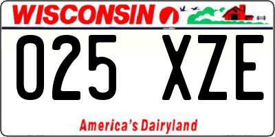 WI license plate 025XZE