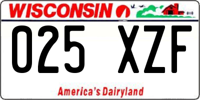 WI license plate 025XZF