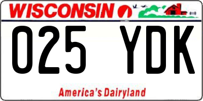 WI license plate 025YDK
