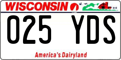 WI license plate 025YDS