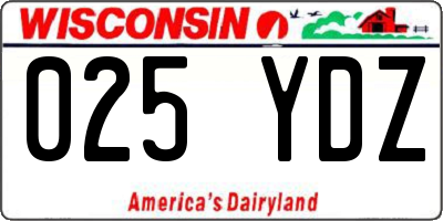 WI license plate 025YDZ