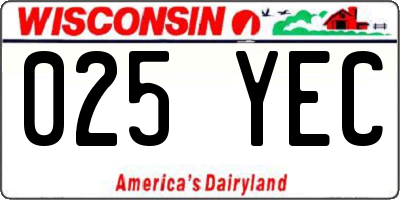 WI license plate 025YEC