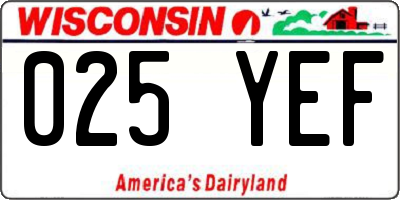 WI license plate 025YEF