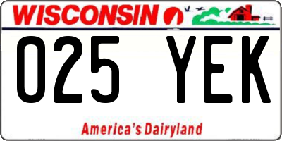 WI license plate 025YEK
