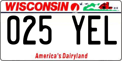 WI license plate 025YEL