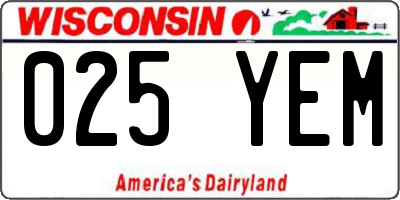 WI license plate 025YEM