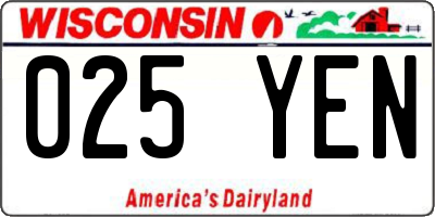 WI license plate 025YEN