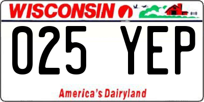 WI license plate 025YEP