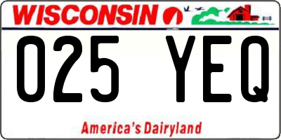 WI license plate 025YEQ