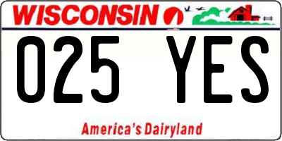 WI license plate 025YES