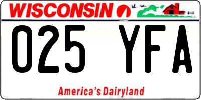 WI license plate 025YFA