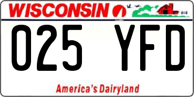 WI license plate 025YFD