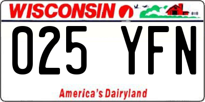 WI license plate 025YFN