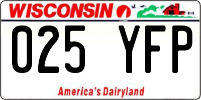 WI license plate 025YFP