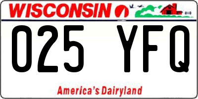 WI license plate 025YFQ