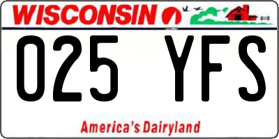 WI license plate 025YFS