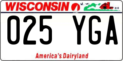 WI license plate 025YGA