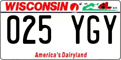 WI license plate 025YGY