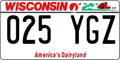 WI license plate 025YGZ