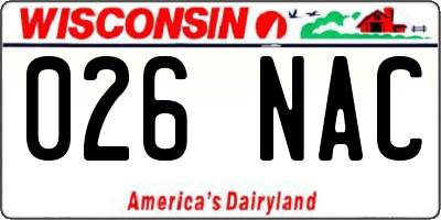 WI license plate 026NAC