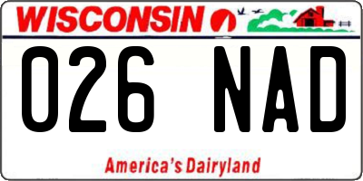 WI license plate 026NAD