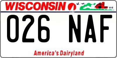 WI license plate 026NAF