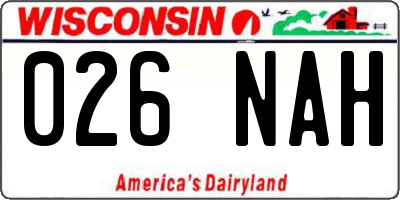 WI license plate 026NAH