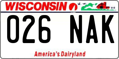 WI license plate 026NAK