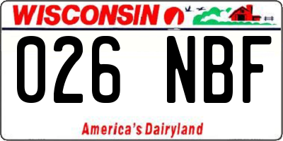 WI license plate 026NBF