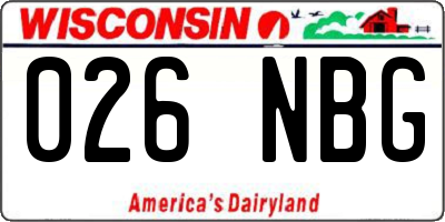 WI license plate 026NBG