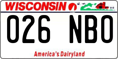 WI license plate 026NBO
