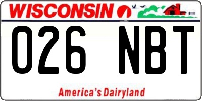 WI license plate 026NBT