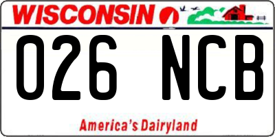 WI license plate 026NCB
