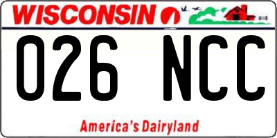WI license plate 026NCC