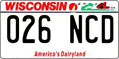WI license plate 026NCD