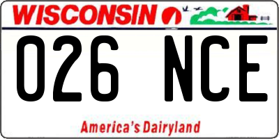 WI license plate 026NCE