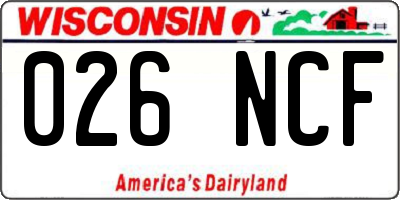 WI license plate 026NCF