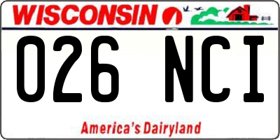 WI license plate 026NCI