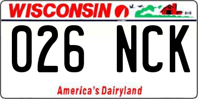 WI license plate 026NCK