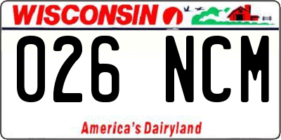 WI license plate 026NCM
